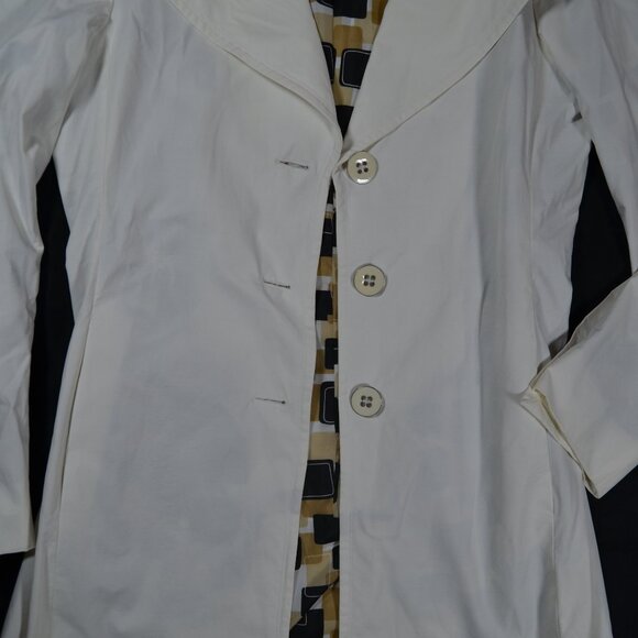 Tahari white trench coat, water resistant mod trench jacket, buttons, pockets M - Picture 8 of 16